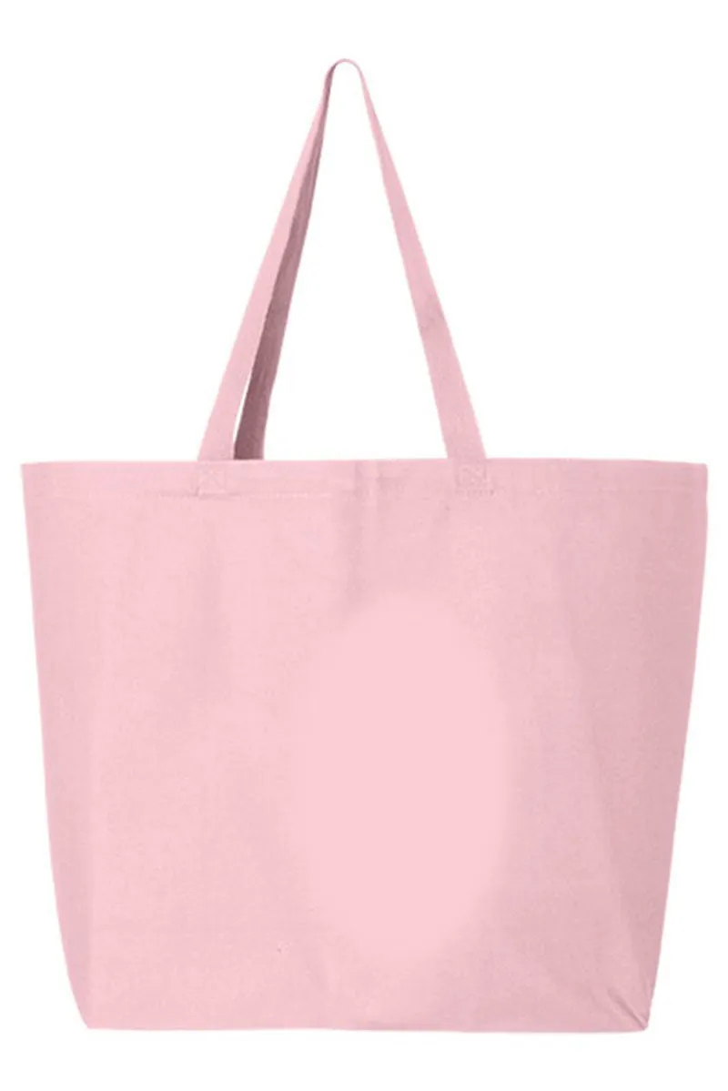 Green and Pink Merry Christmas Canvas Jumbo Tote