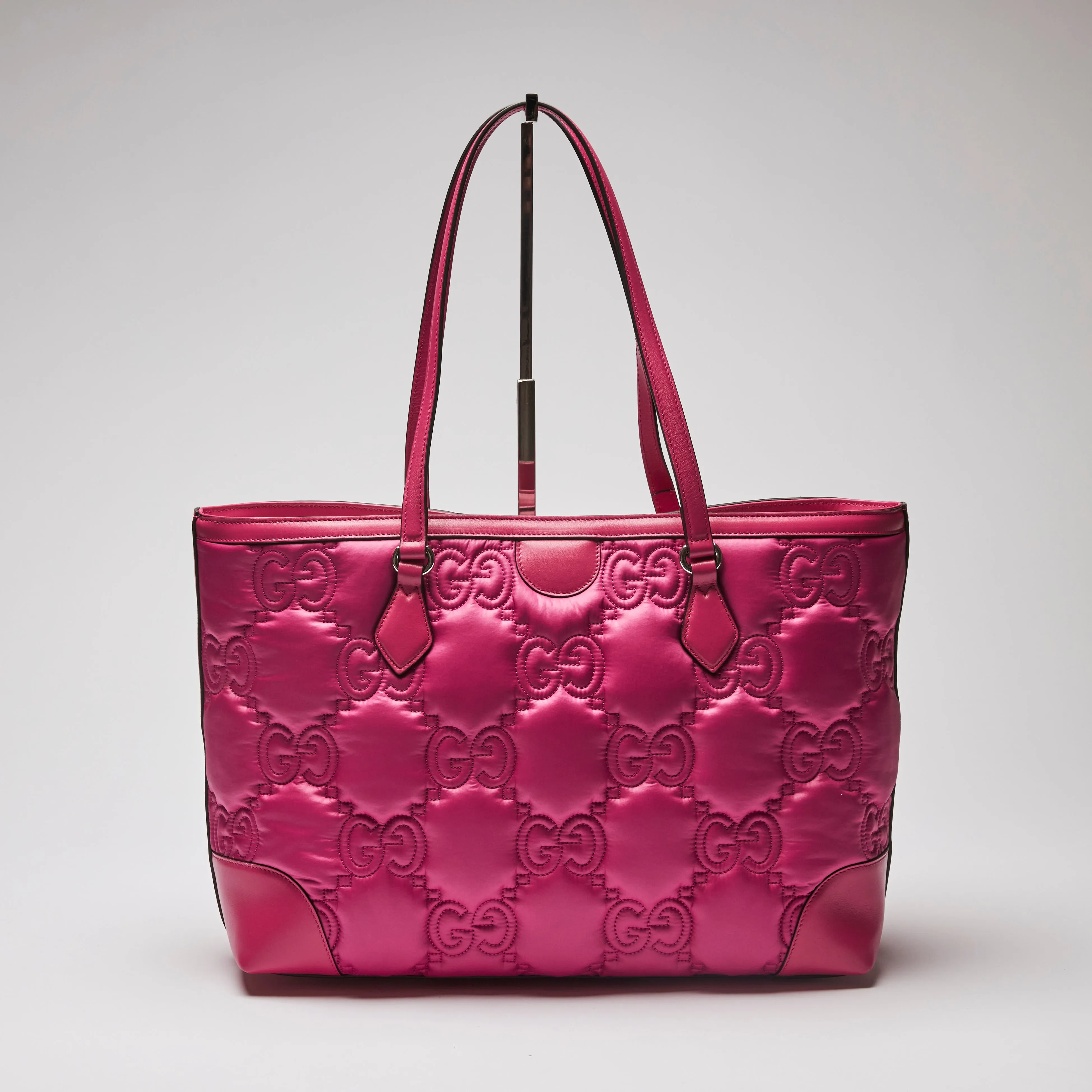 Gucci Bright Pink Nylon and Leather Tote Bag