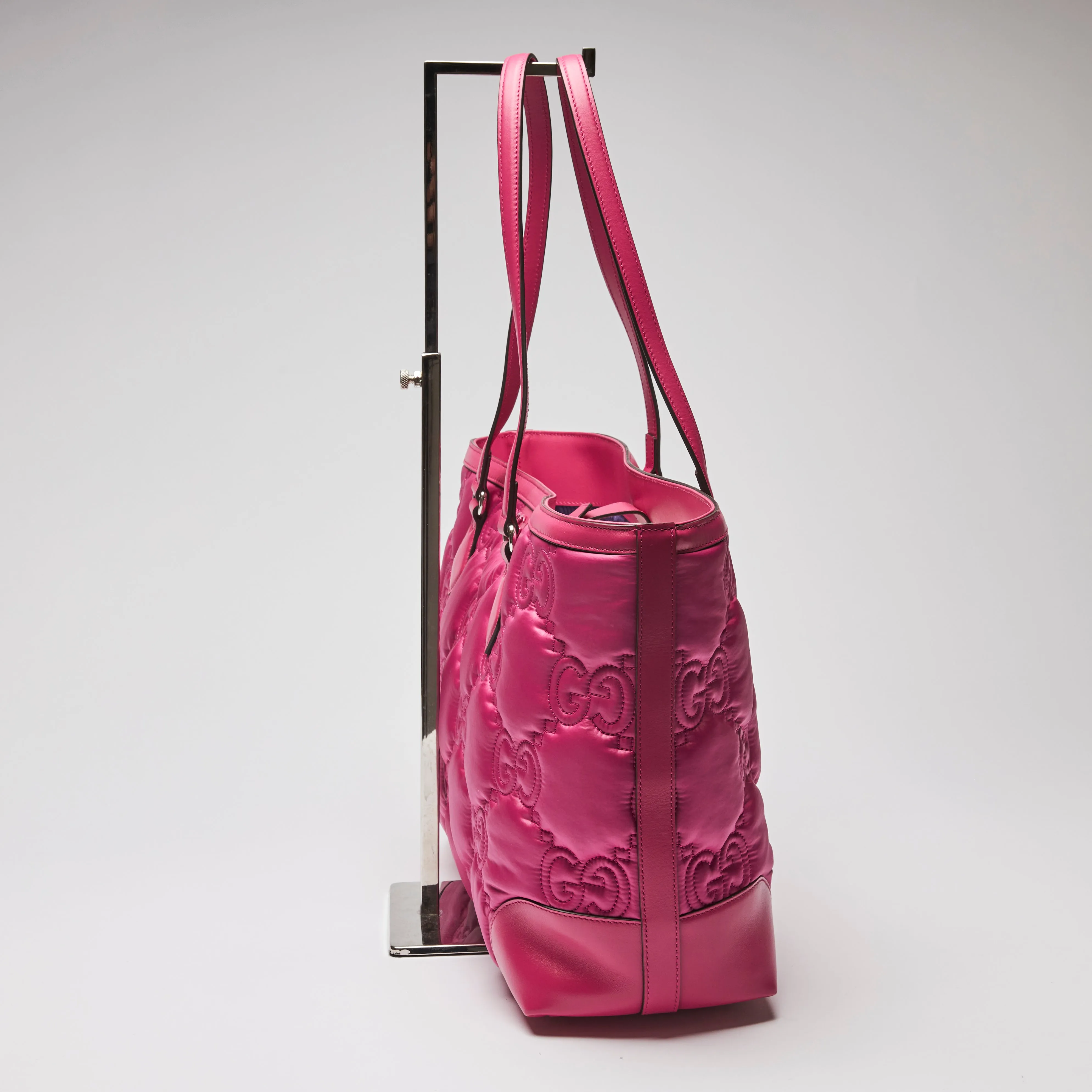 Gucci Bright Pink Nylon and Leather Tote Bag