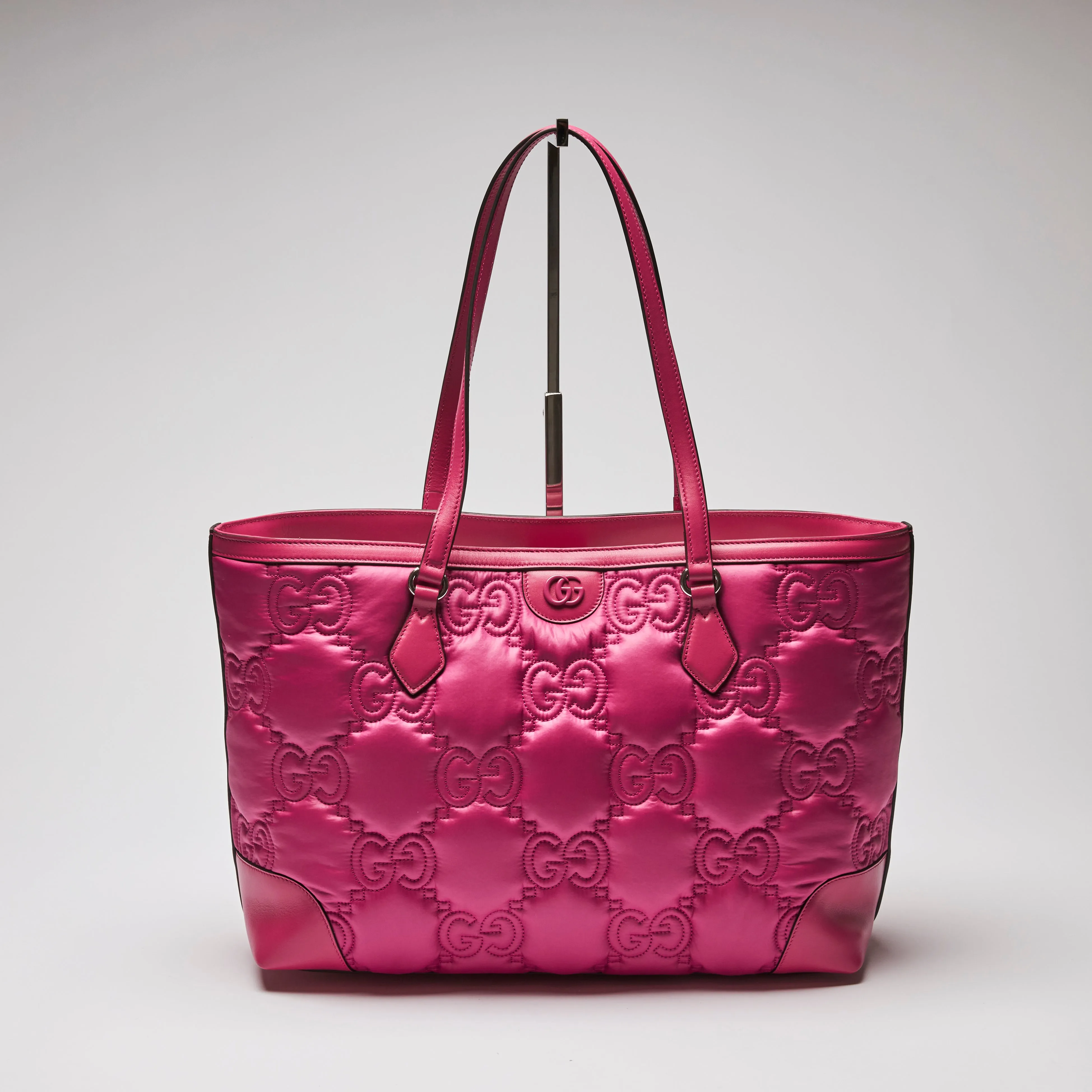 Gucci Bright Pink Nylon and Leather Tote Bag