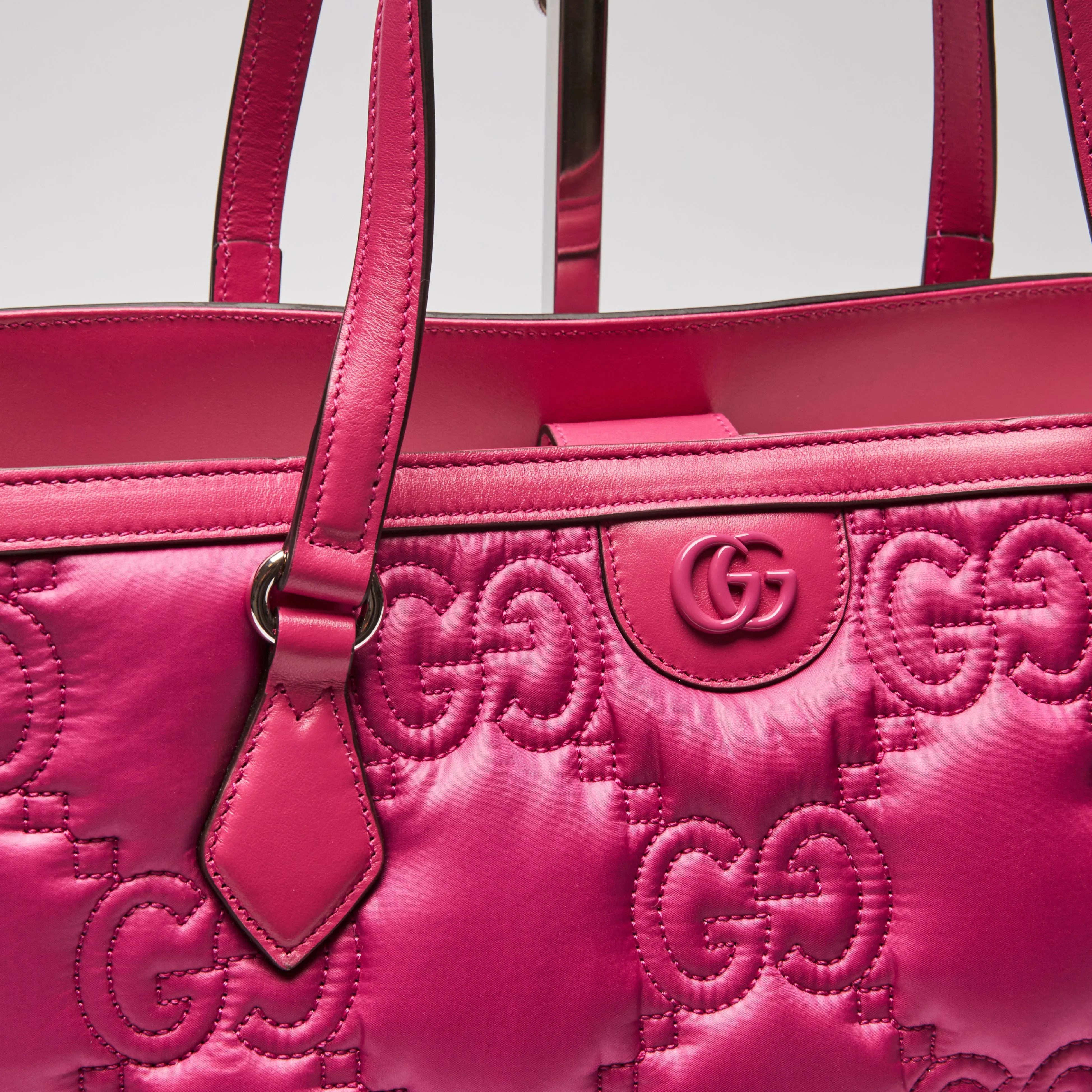 Gucci Bright Pink Nylon and Leather Tote Bag