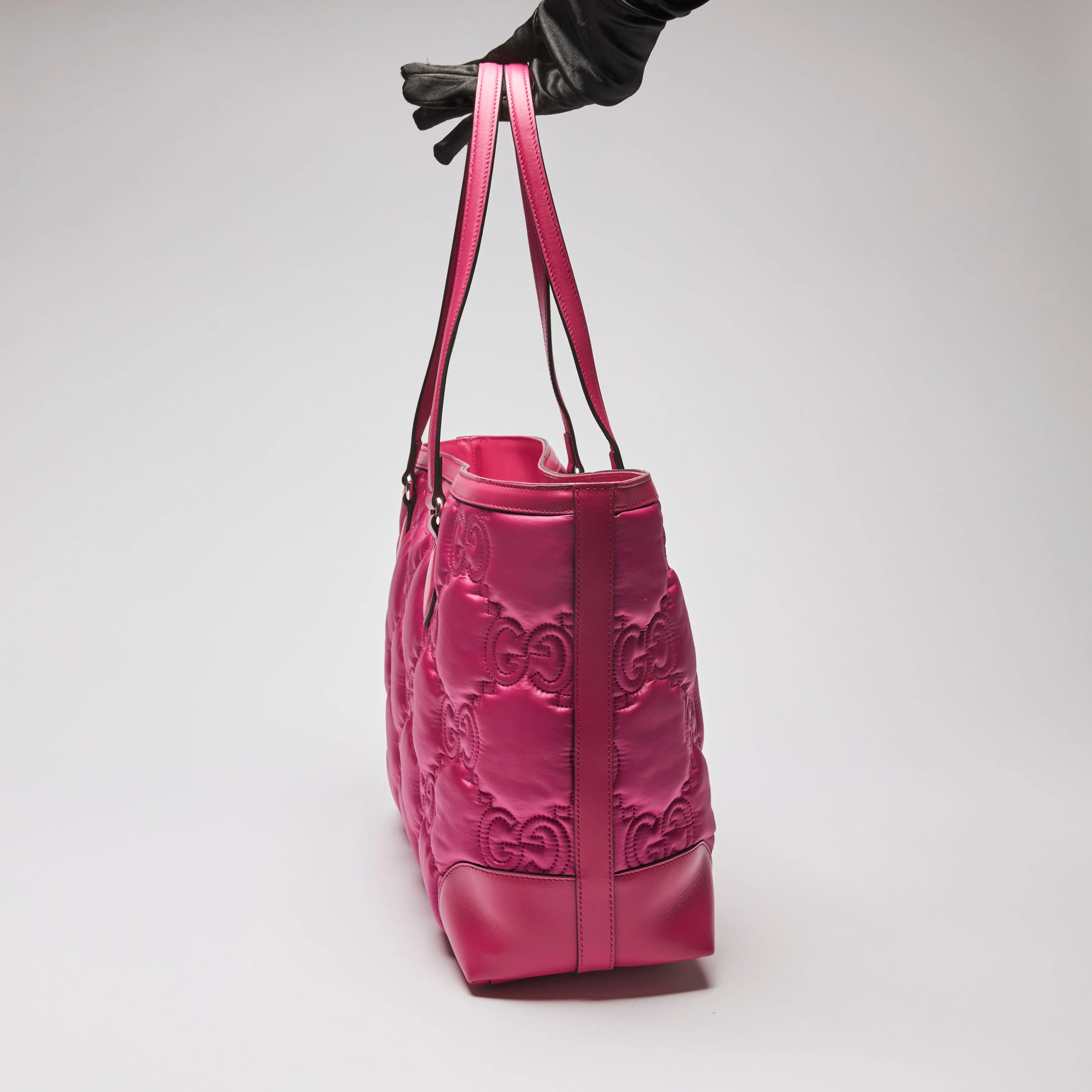 Gucci Bright Pink Nylon and Leather Tote Bag