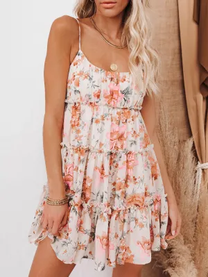 Halter Simple Stylish Printed Chiffon Dress