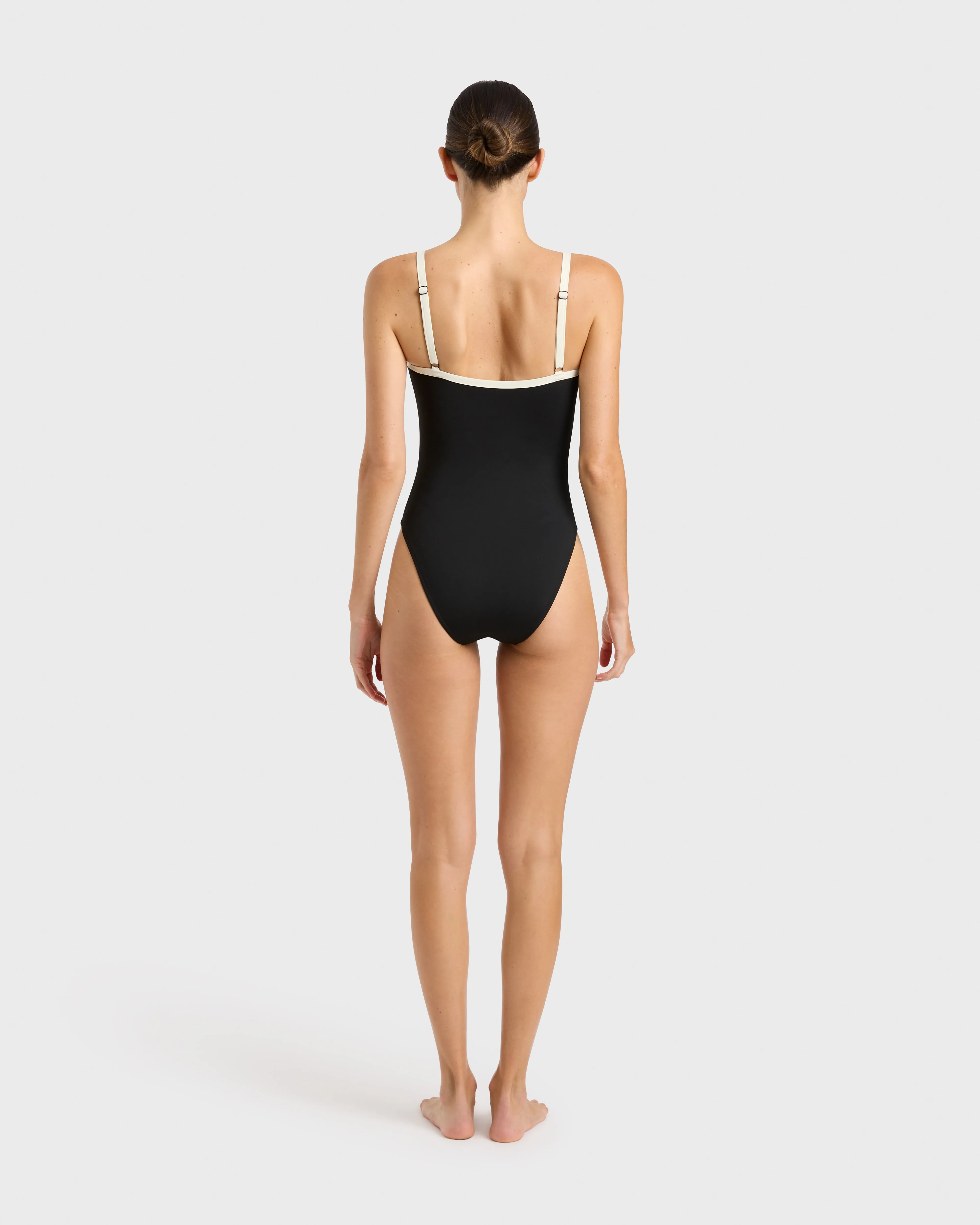 Harlow One Piece - Black & Porcelain