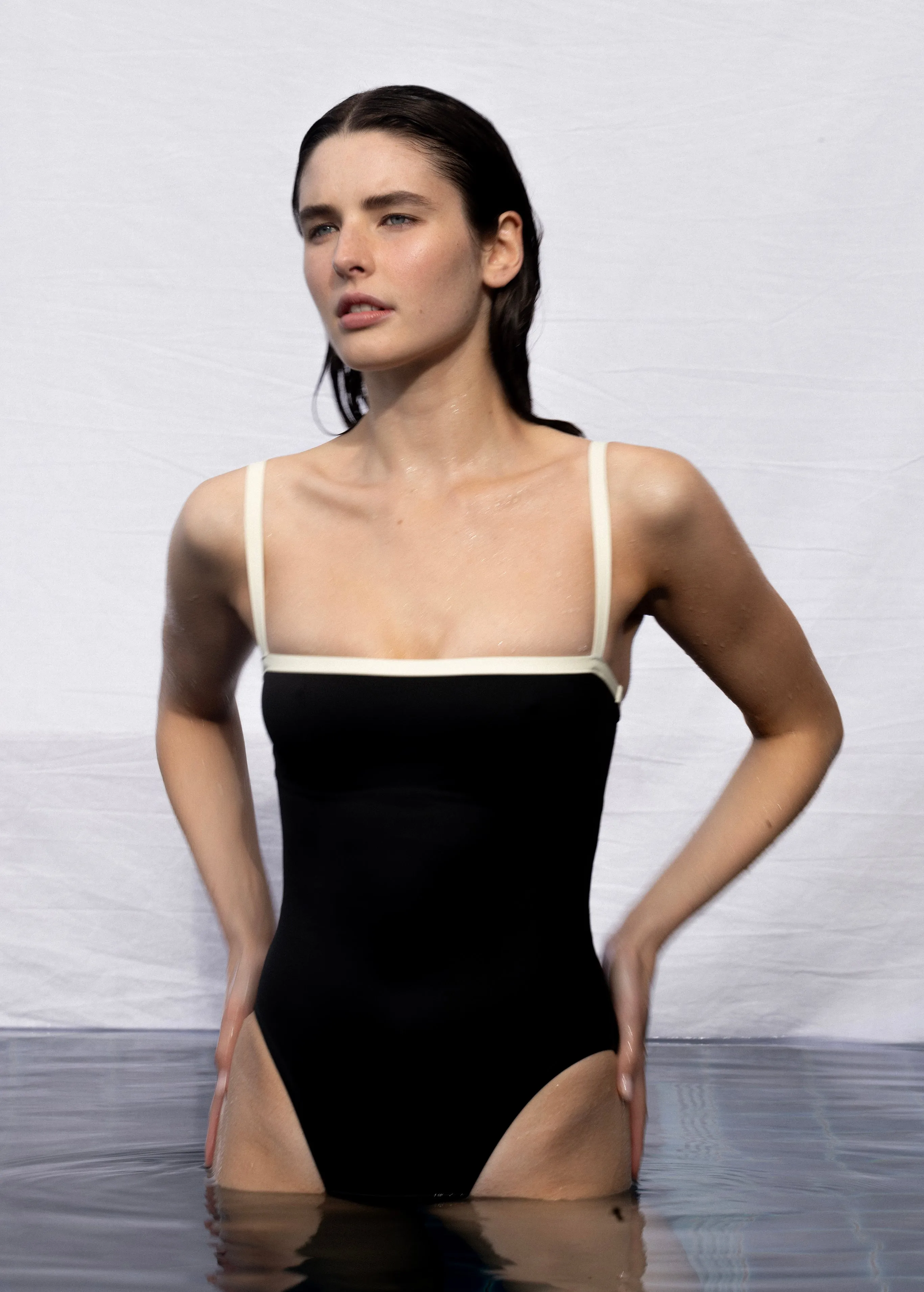 Harlow One Piece - Black & Porcelain