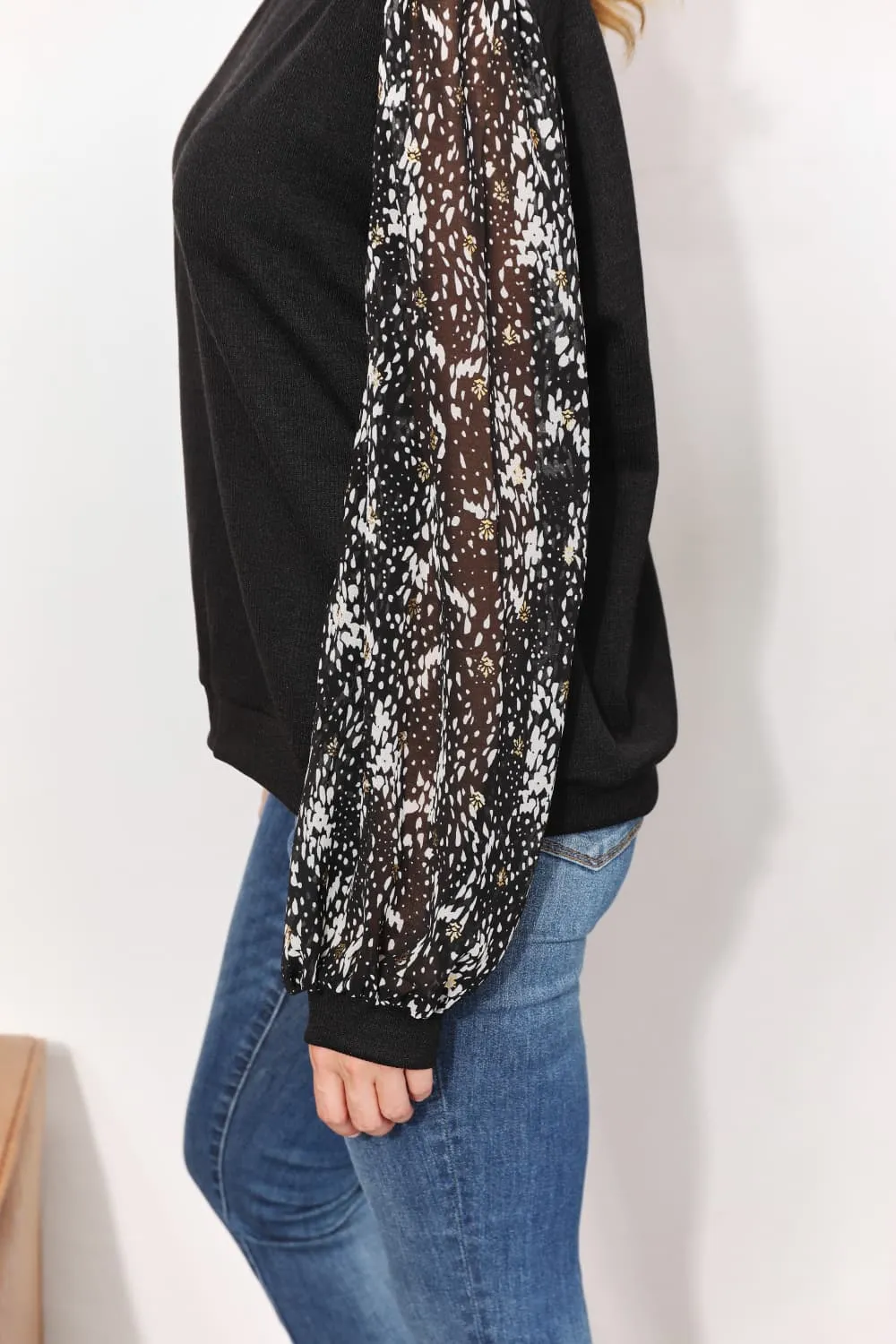 Hazel Blues® |  And The Why Foil Printed Sleeve Top