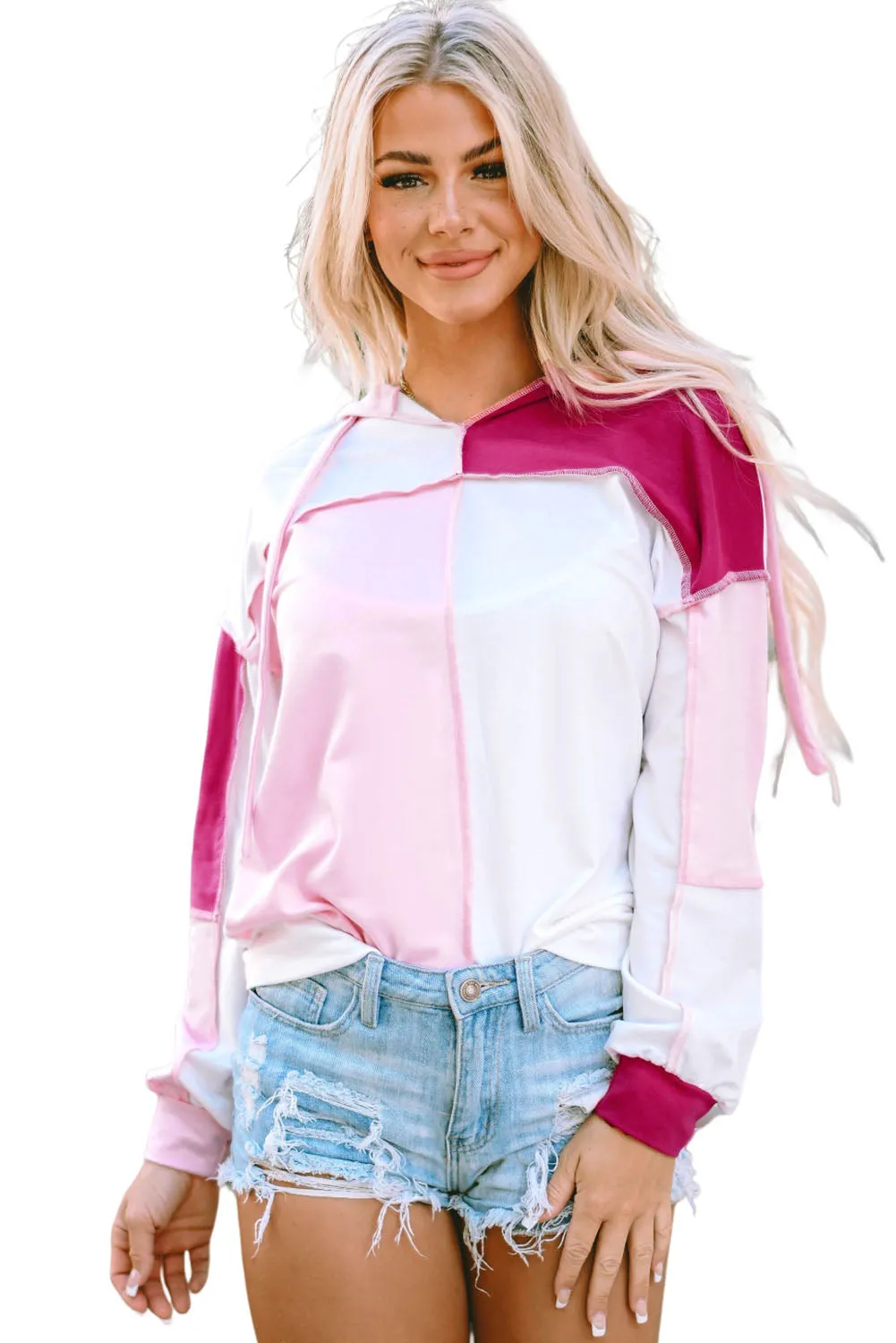 Hazel Blues® |  Color Block Exposed Seam Hoodie