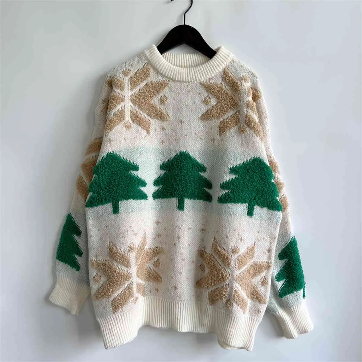 Hazel Blues® |  Snowflake Round Neck Long Sleeve Sweater