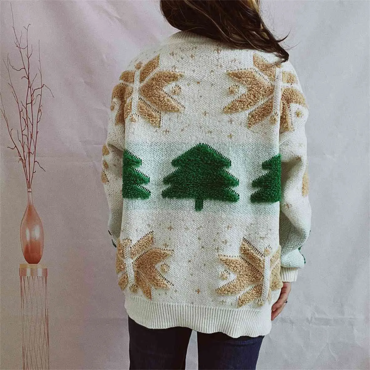 Hazel Blues® |  Snowflake Round Neck Long Sleeve Sweater