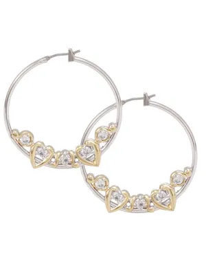 Heart Collection Clear CZ Large Hoop Earrings