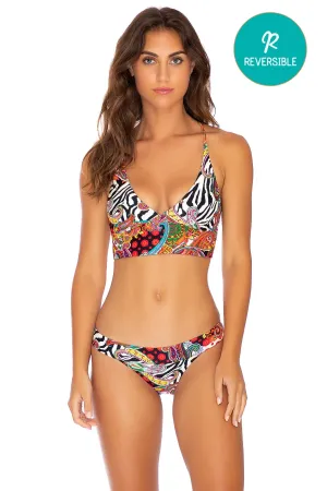 HEARTBREAKER - Cross Back Bustier Top & Banded Moderate Bottom • Multicolor