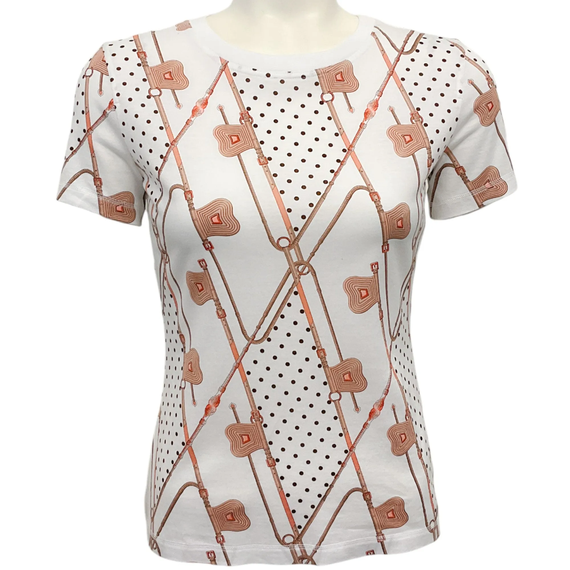 Hermes White / Brown Clic Clac Tee Shirt