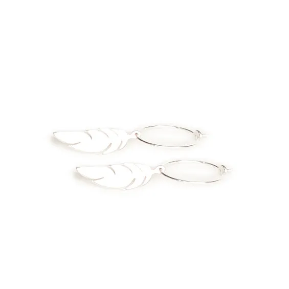 Hoop with Feather Sterling Silver