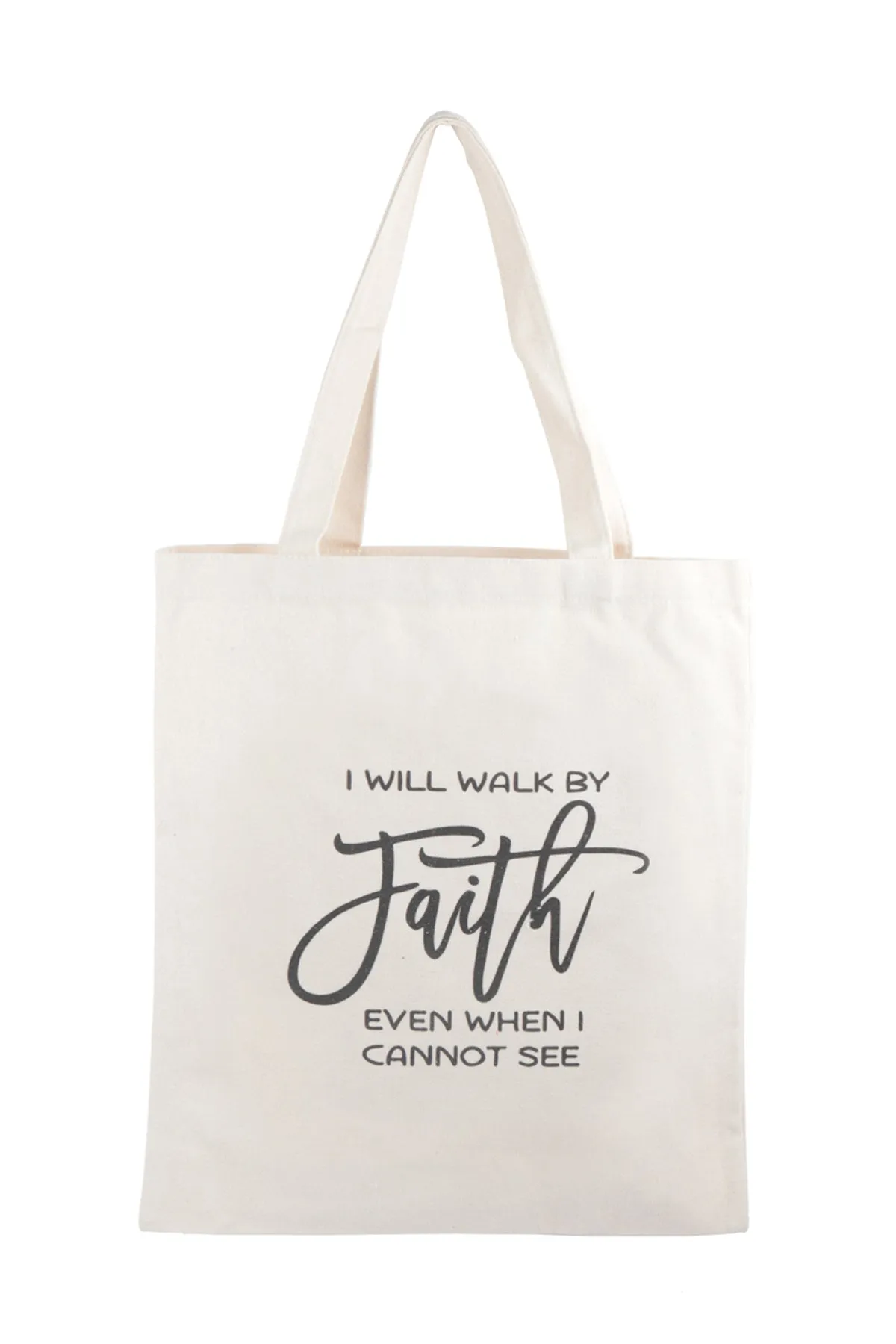 I WILL WALK BY FAITH PRINT TOTE BAG