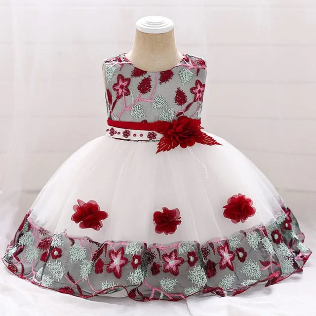 Infant Baby Girl Dress Lace Tulle Baptism Dresses for Girls 1st Year Birthday Beading Appliqued Party Wedding Baby Clothing