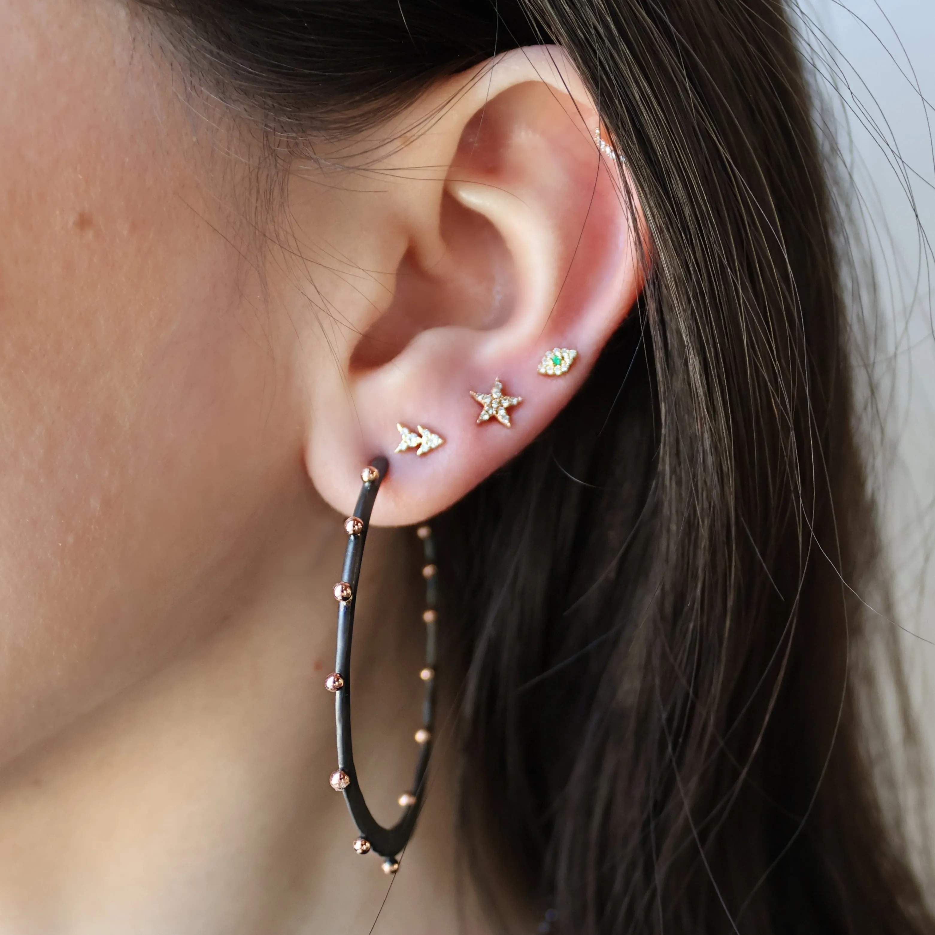 Inside Out Rose Gold Studded Hoop Earrings