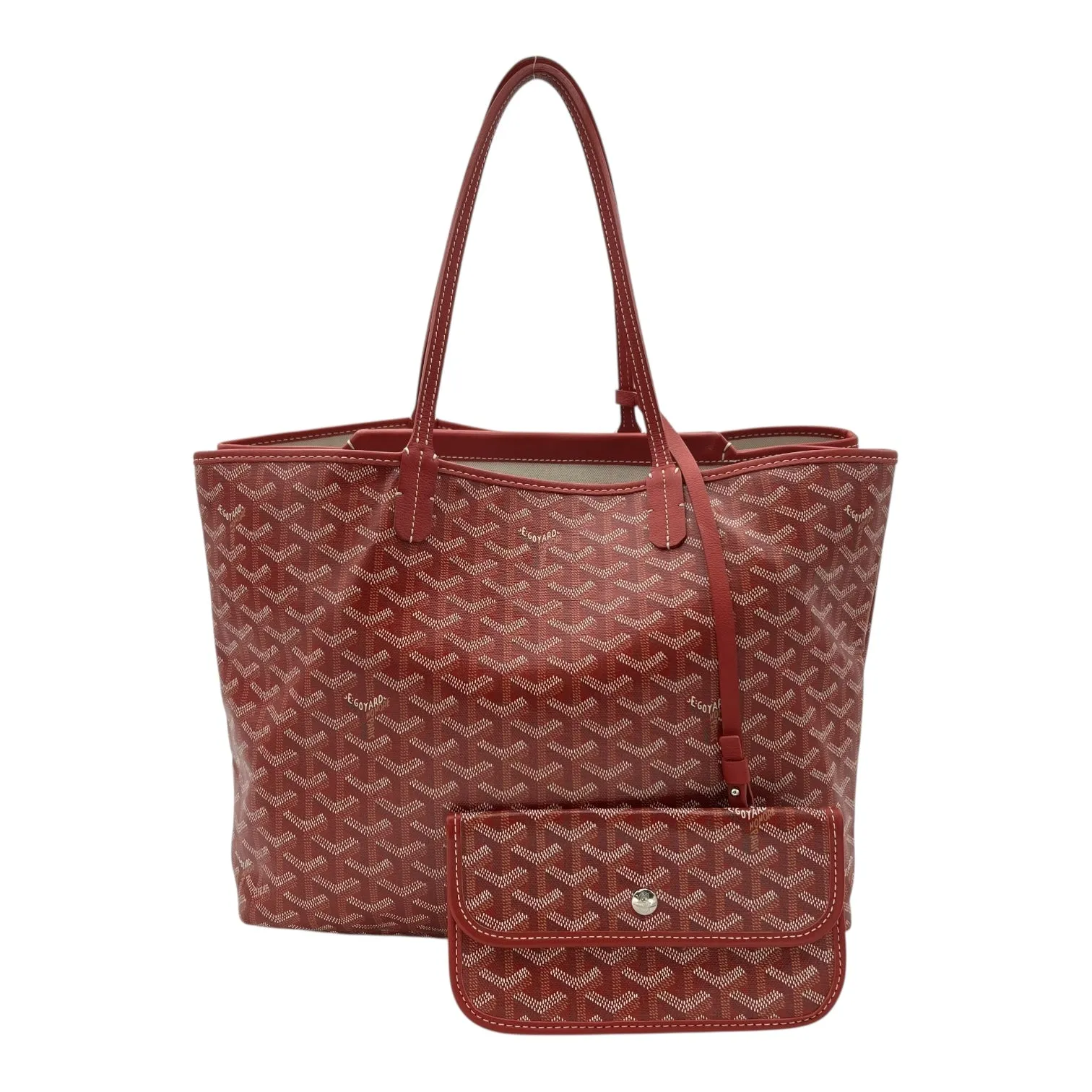 Isabelle Red Tote Bag in Coated Canvas, Silver hardware