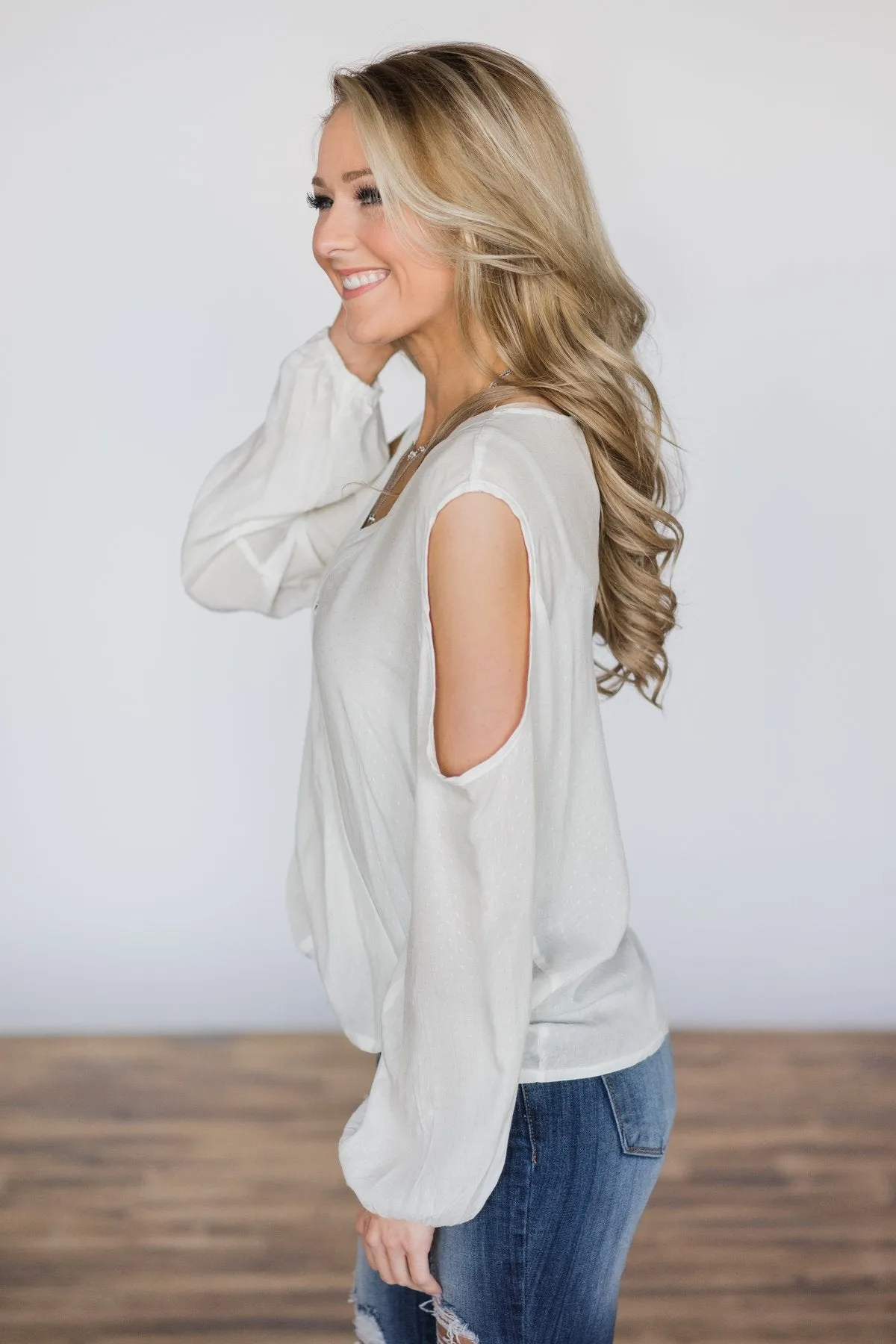 Ivory Cold Shoulder Top