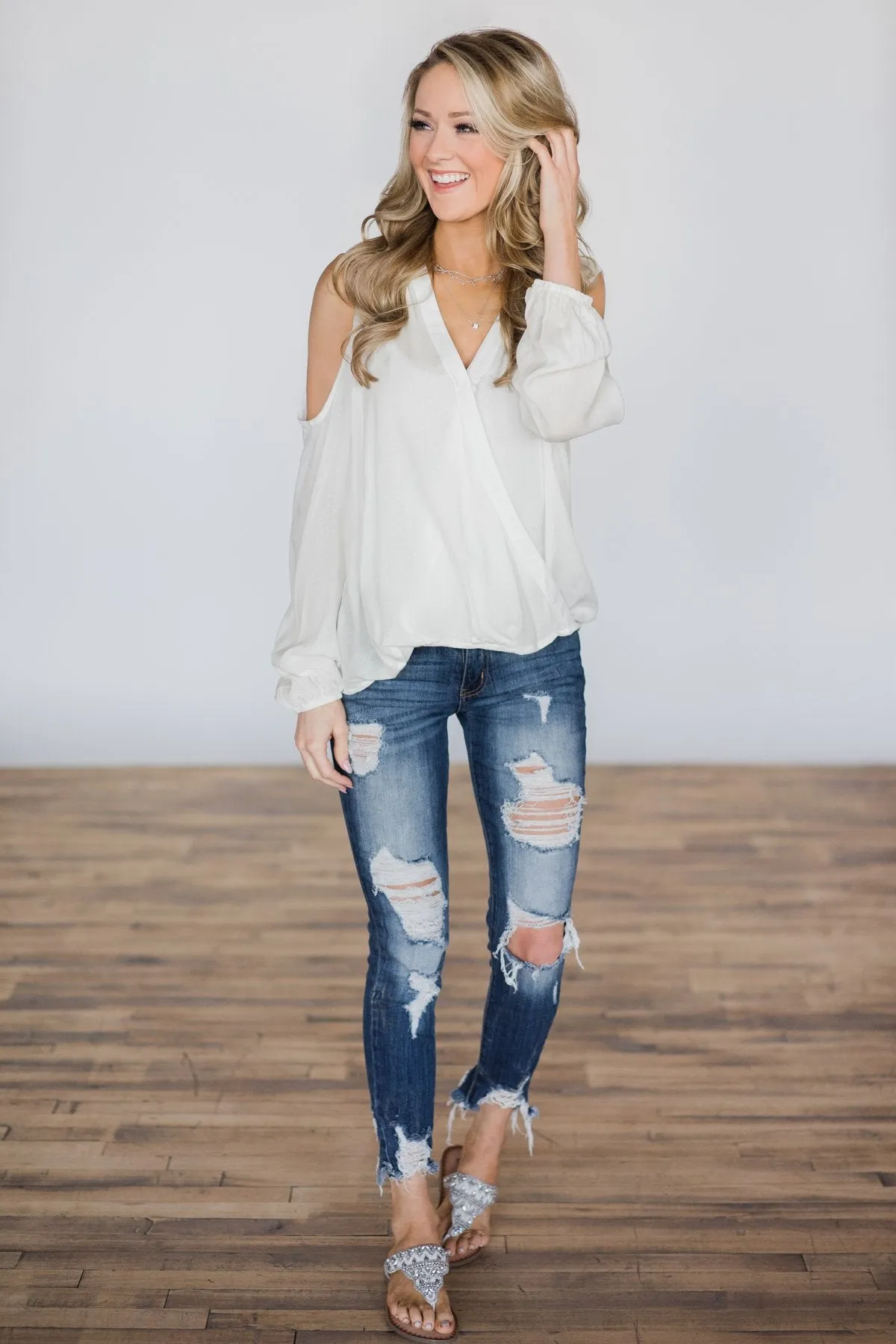 Ivory Cold Shoulder Top
