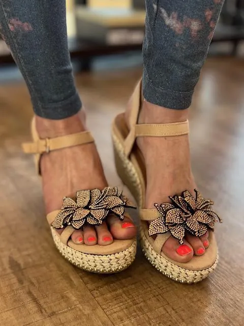 Izzy Blush Floral Wedge