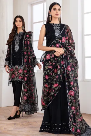 Jazmine Black Chiffon Dress with Embroidery #Y6165