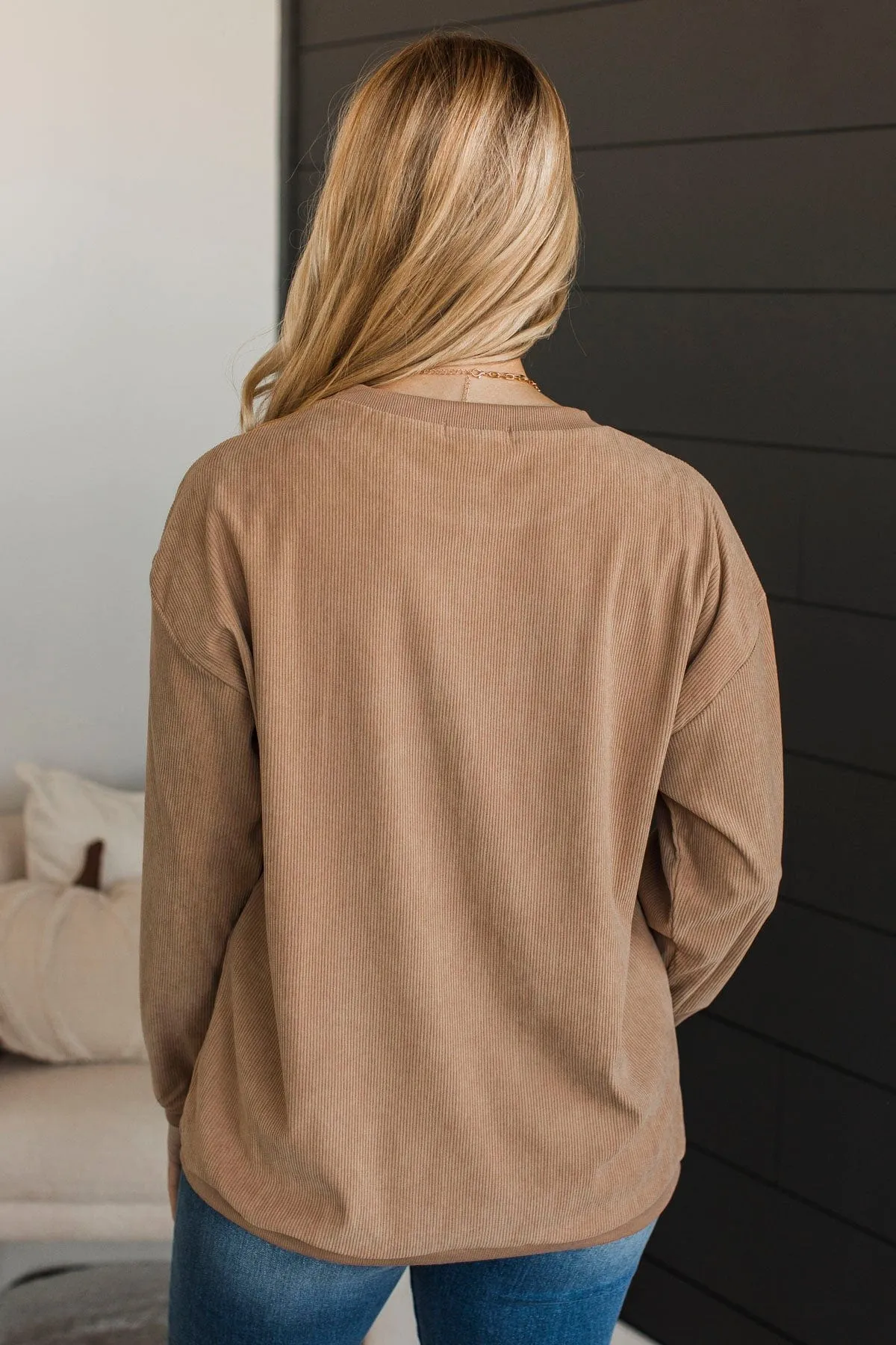Jess Lea Corded Velvet Pullover Top- Tan
