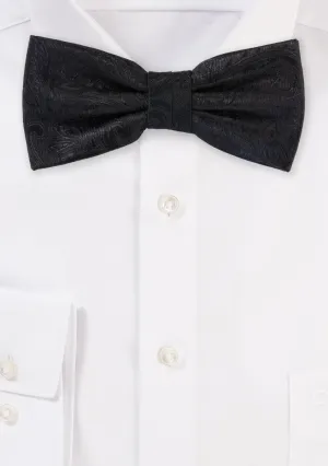 Jet Black Proper Paisley Bowtie