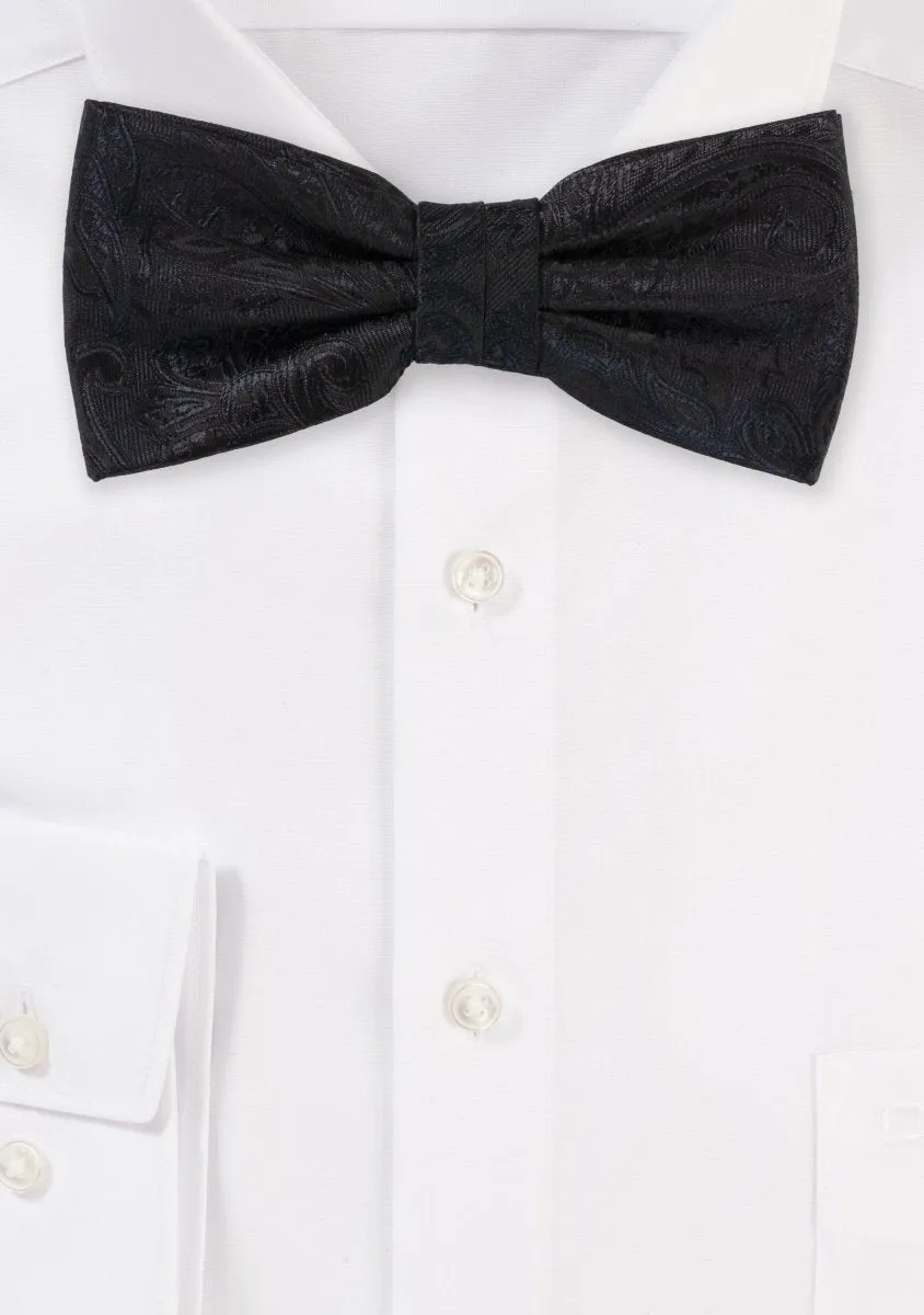 Jet Black Proper Paisley Bowtie