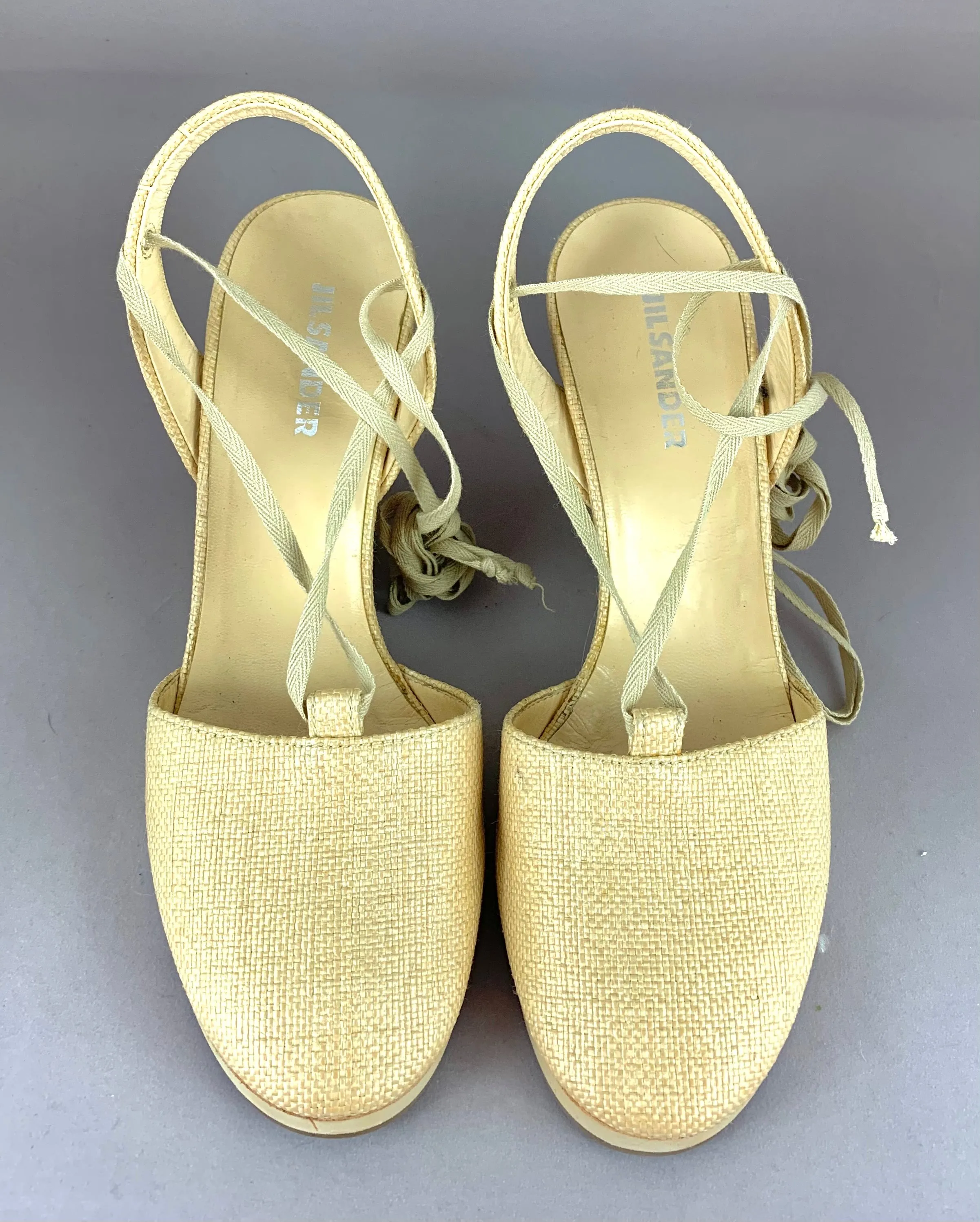 Jil Sander Tie-up Straw Espadrilles size 6.5