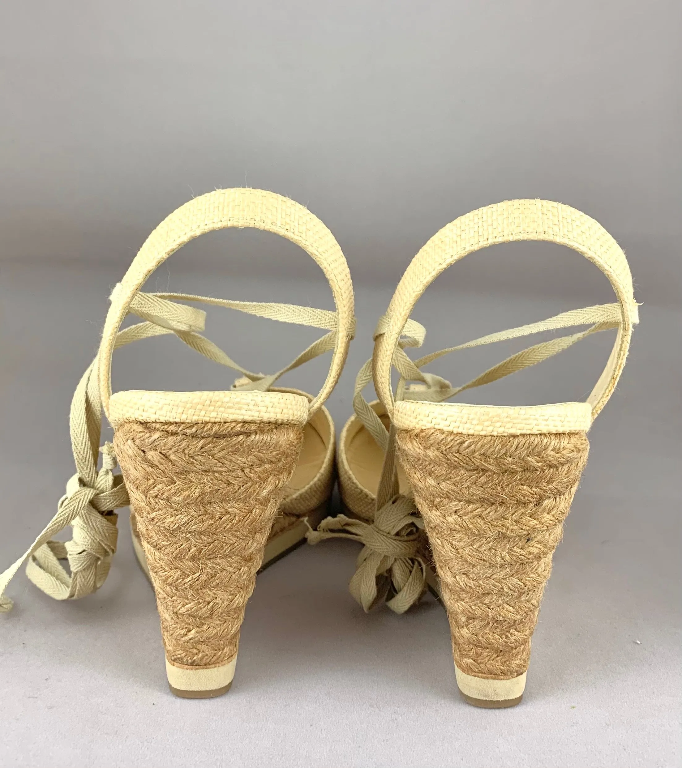Jil Sander Tie-up Straw Espadrilles size 6.5