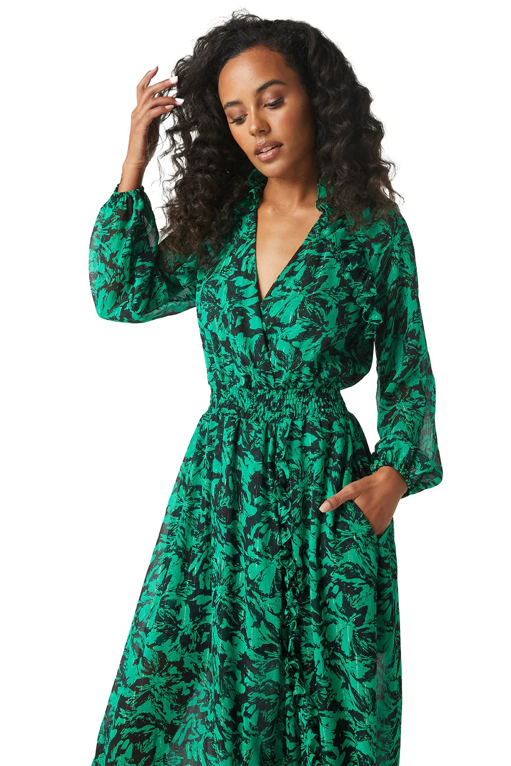 Jocasta dress - Emerald abstract