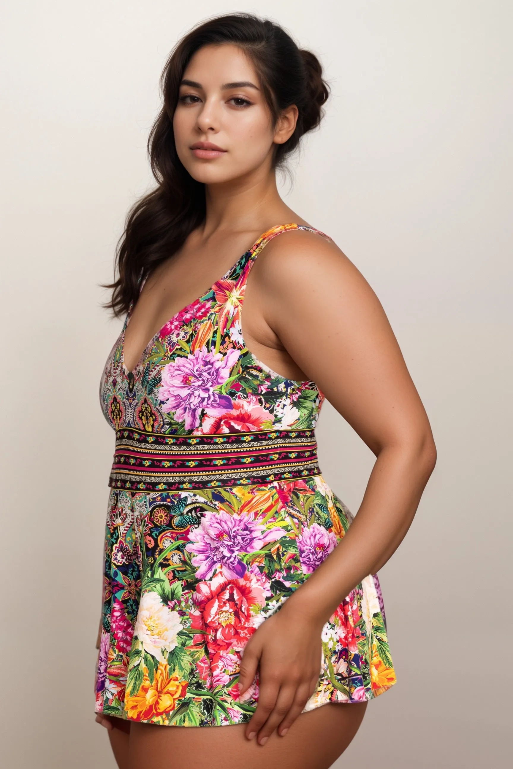 Johnny Was Hannah Skirted One Piece Swimsuit Plus Size CSW3923-DX