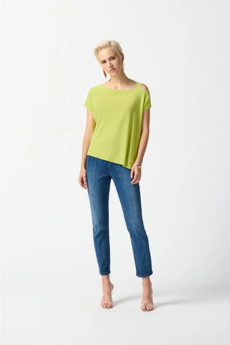 Joseph Ribkoff Asymmetric Cold Shoulder Strap Top 242084