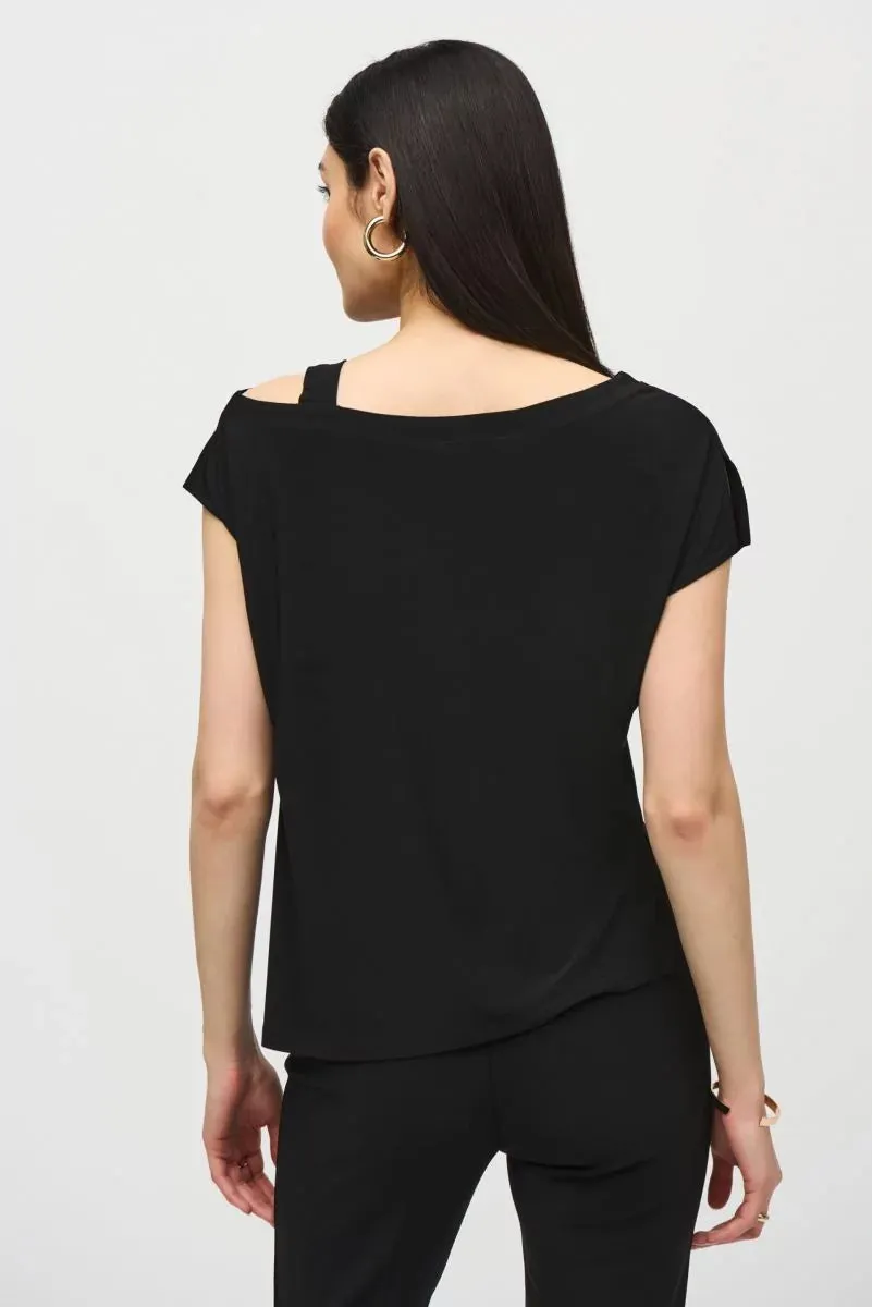 Joseph Ribkoff Asymmetric Cold Shoulder Strap Top 242084