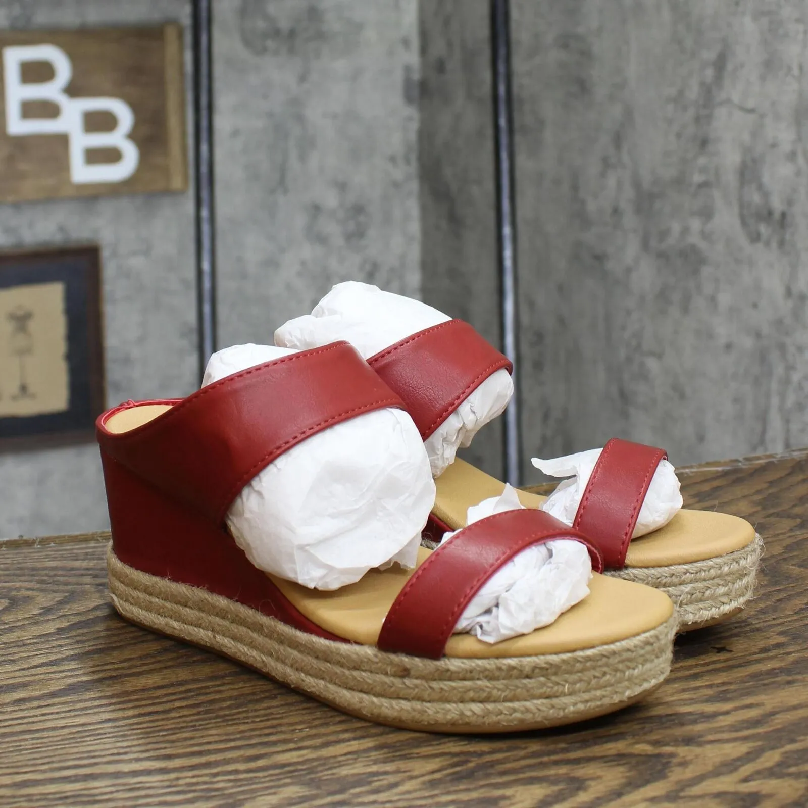 Journee Collection Women's Alissa Espadrille Sandals ALISSA-SLIDE Red 8.5M