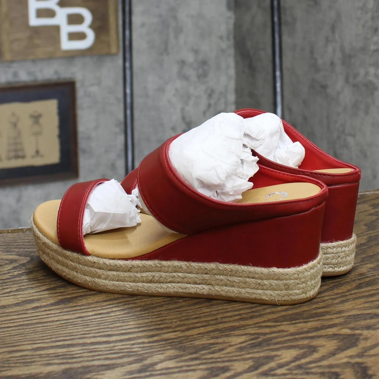 Journee Collection Women's Alissa Espadrille Sandals ALISSA-SLIDE Red 8.5M