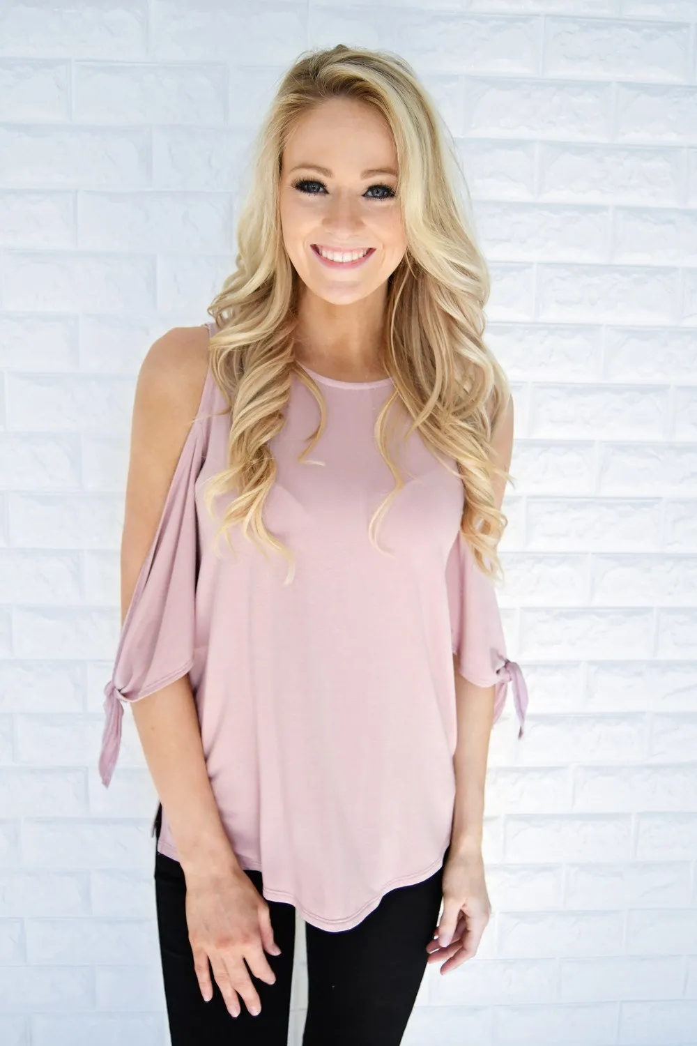 Just My Type Cold Shoulder Top ~ Mauve