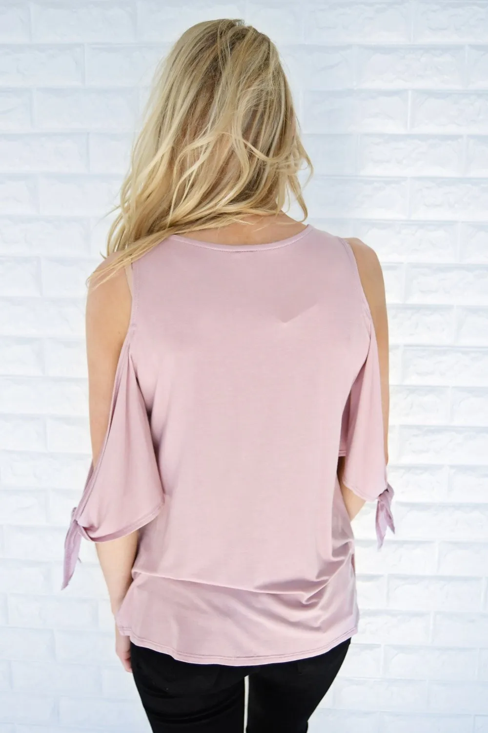 Just My Type Cold Shoulder Top ~ Mauve