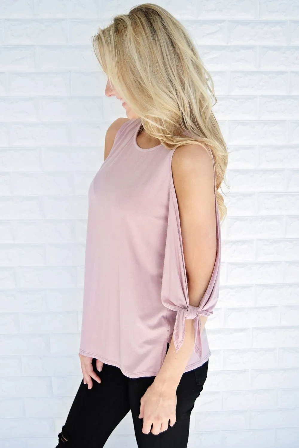 Just My Type Cold Shoulder Top ~ Mauve