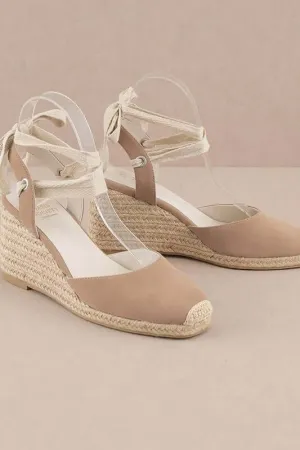 Kate Lace Up Espadrille Wedge Sandal in Beige
