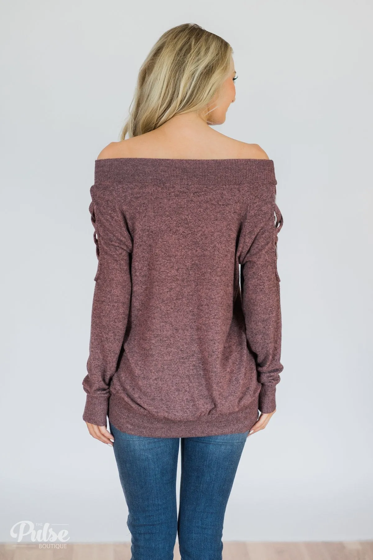 Keep Holding On Sleeve Detail Sweater- Heathered Mauve
