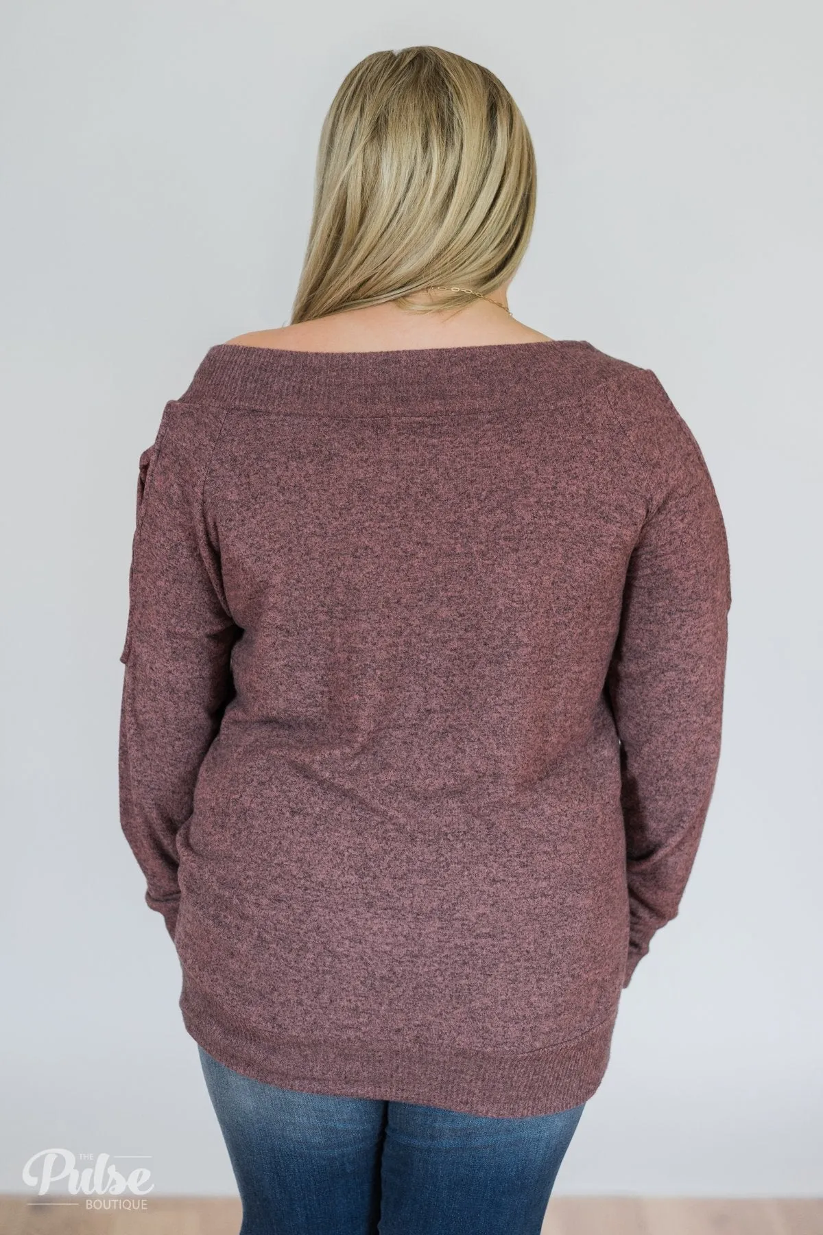 Keep Holding On Sleeve Detail Sweater- Heathered Mauve