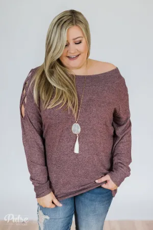 Keep Holding On Sleeve Detail Sweater- Heathered Mauve