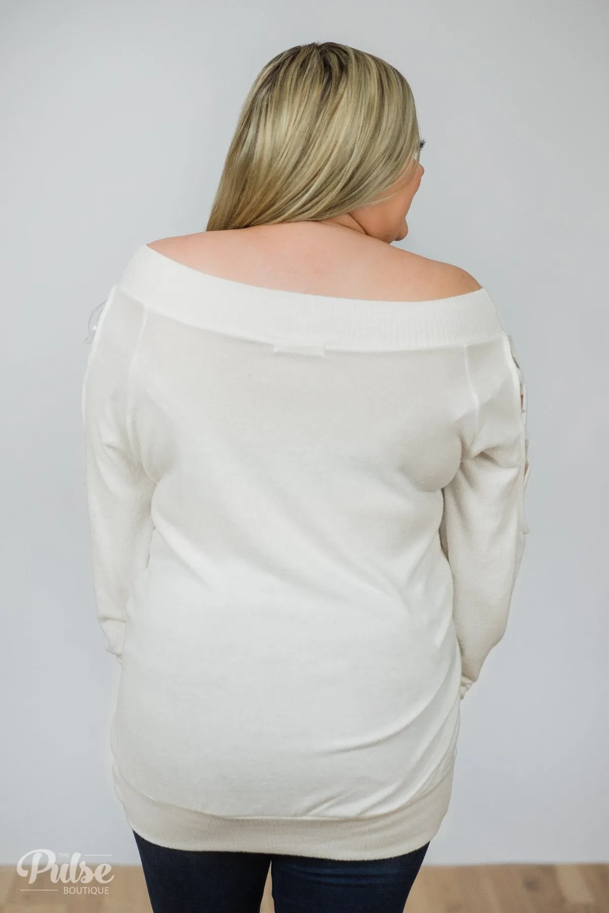 Keep Holding On Sleeve Detail Sweater- Ivory