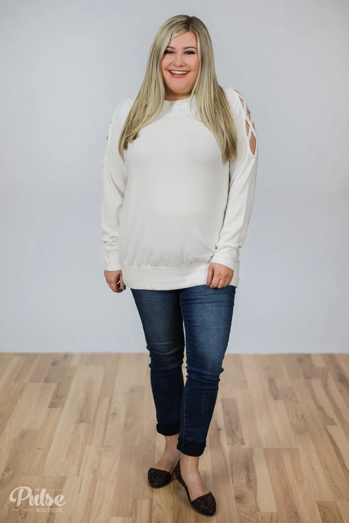 Keep Holding On Sleeve Detail Sweater- Ivory
