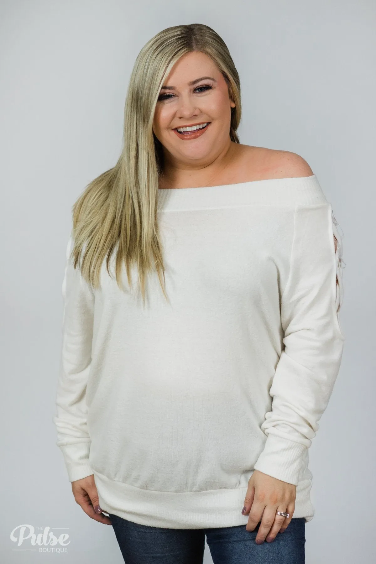 Keep Holding On Sleeve Detail Sweater- Ivory