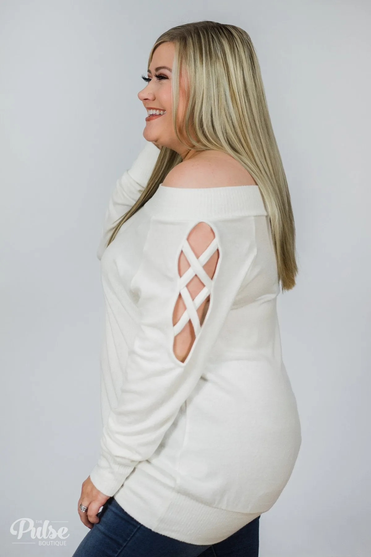 Keep Holding On Sleeve Detail Sweater- Ivory