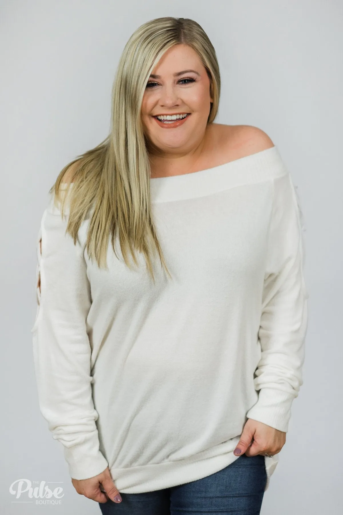 Keep Holding On Sleeve Detail Sweater- Ivory