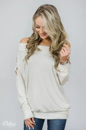 Keep Holding On Sleeve Detail Sweater- Ivory