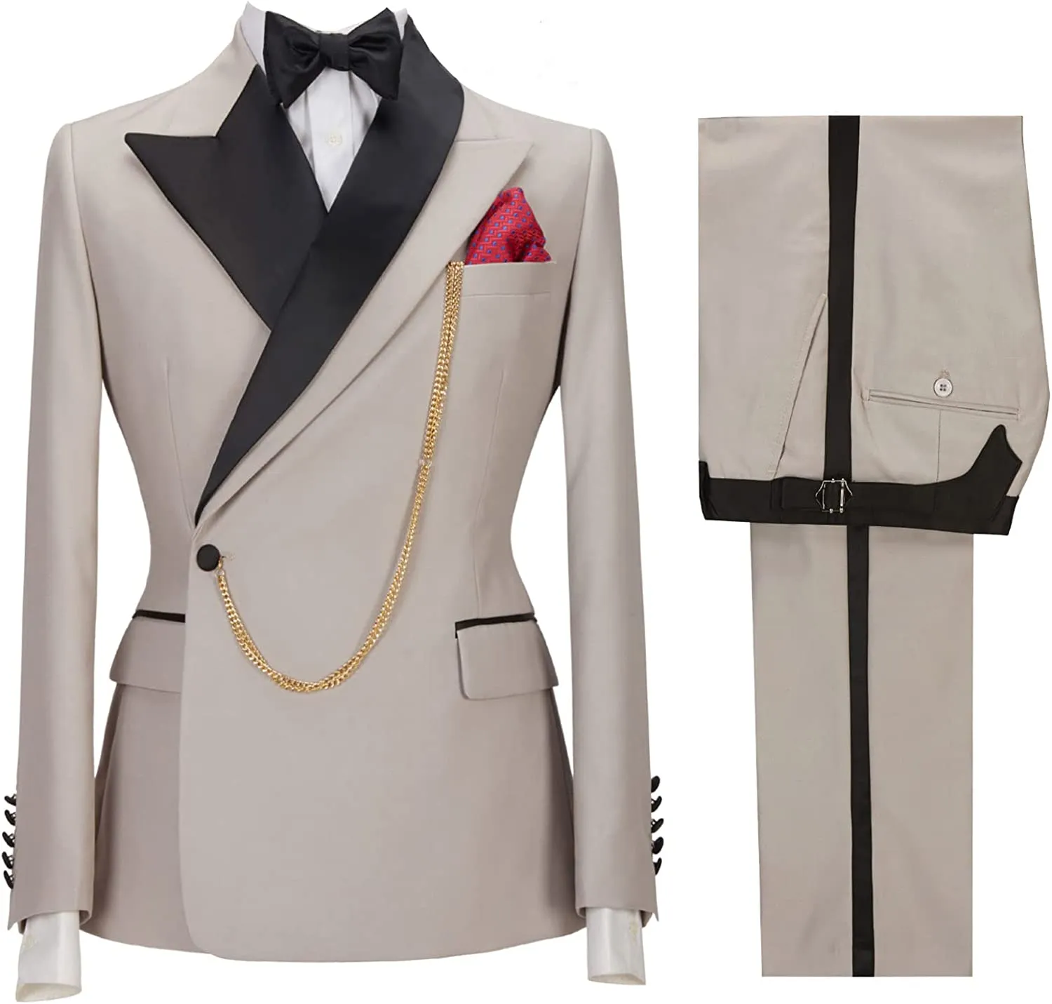 Khaki Peaked Lapel 2 Piece Prom Suit